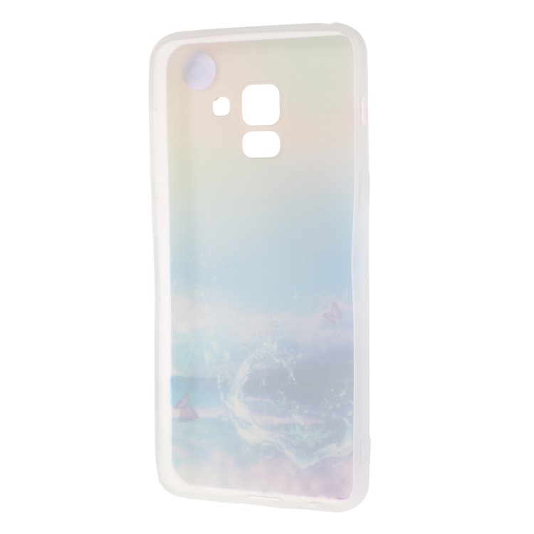 Pattern Printing TPU Back Cover for Samsung Galaxy A8 (2018) with Lanyard - Butterfly and Water-6