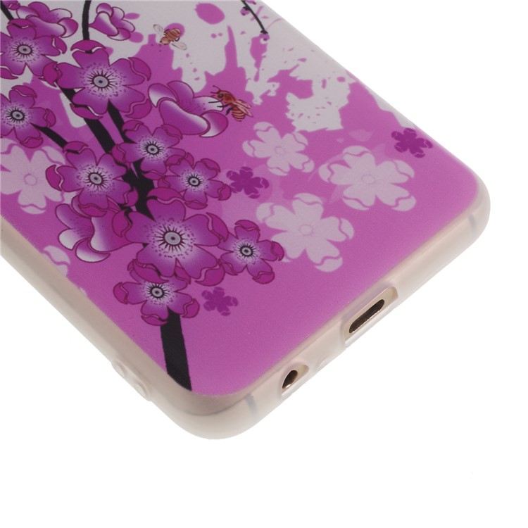 Pattern Printing TPU Cell Phone Cover for Samsung Galaxy A8 (2018) with Lanyard - Plum Blossom-5