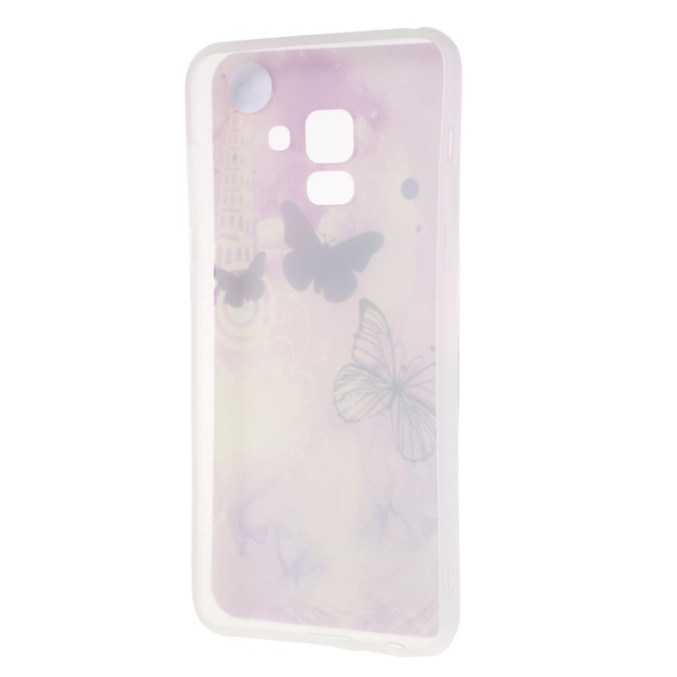 For Samsung Galaxy A8 (2018) Pattern Printing TPU Phone Case with Wrist Strap - Butterflies and Tower-6