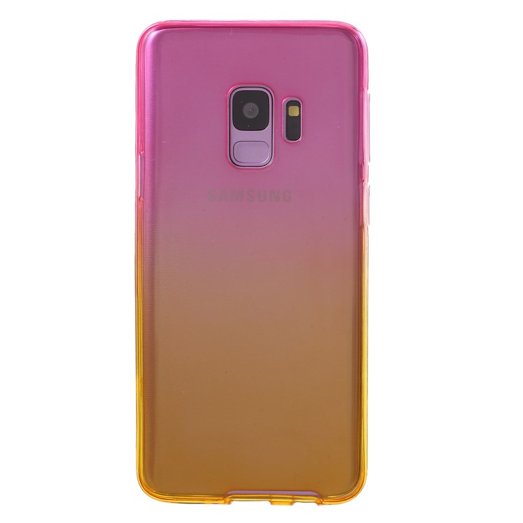 Gradient Color Touchable Front + Back 2-Piece TPU Protection Mobile Phone Cover for Samsung Galaxy S9 G960 - Rose / Yellow-2