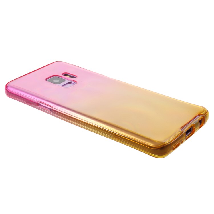 Gradient Color Touchable Front + Back 2-Piece TPU Protection Mobile Phone Cover for Samsung Galaxy S9 G960 - Rose / Yellow-3