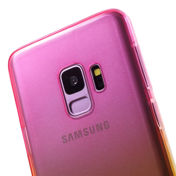 Gradient Color Touchable Front + Back 2-Piece TPU Protection Mobile Phone Cover for Samsung Galaxy S9 G960 - Rose / Yellow-4