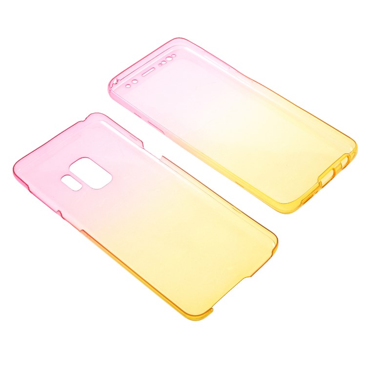 Gradient Color Touchable Front + Back 2-Piece TPU Protection Mobile Phone Cover for Samsung Galaxy S9 G960 - Rose / Yellow-6