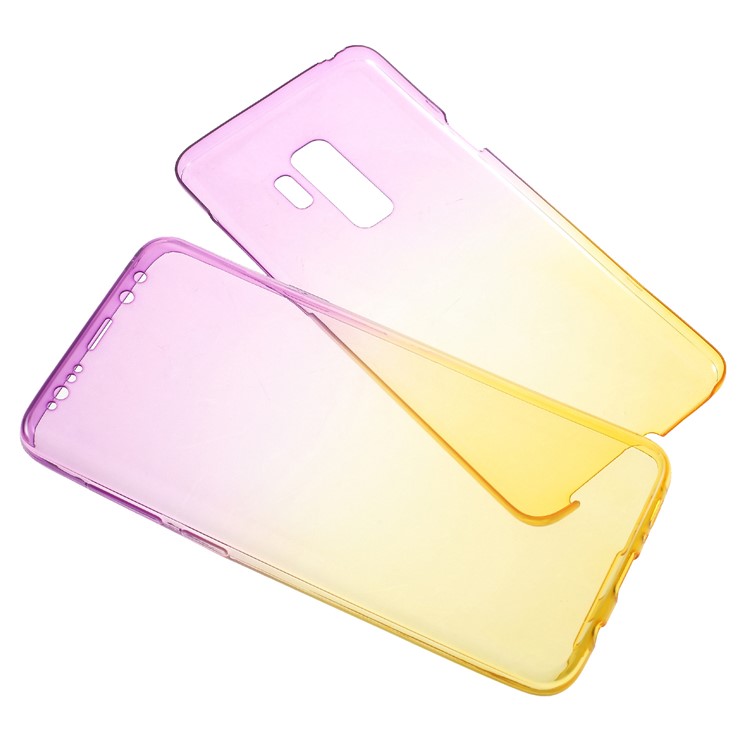 Gradient Color Touchable Front + Back TPU Mobile Phone Case for Samsung Galaxy S9 Plus G965 - Purple / Yellow-6
