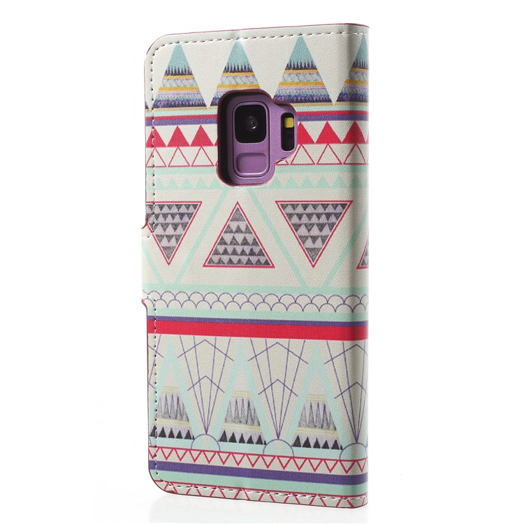 Water Transfer Printing Wallet Leather Cover for Samsung Galaxy S9 G960 - Tribal Triangle-2