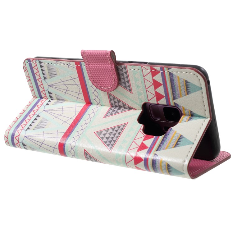Water Transfer Printing Wallet Leather Cover for Samsung Galaxy S9 G960 - Tribal Triangle-4