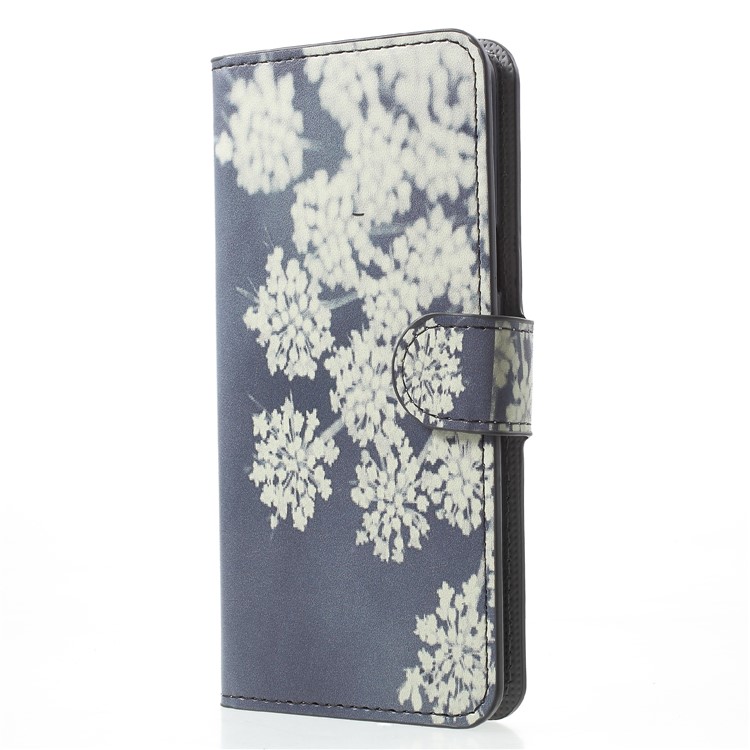 Water Transfer Printing Wallet Leather Shell for Samsung Galaxy S9 G960 - White Flower-3