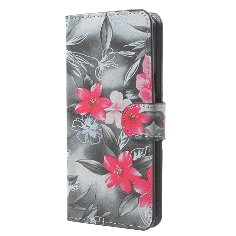 Water Transfer Printing Wallet Leather Phone Cover for Samsung Galaxy S9 G960 - Red Flower-3