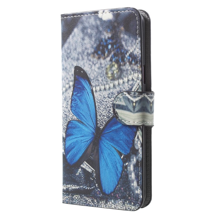 Water Transfer Printing Wallet Leather Mobile Case for Samsung Galaxy S9 G960 - Blue Butterfly-3
