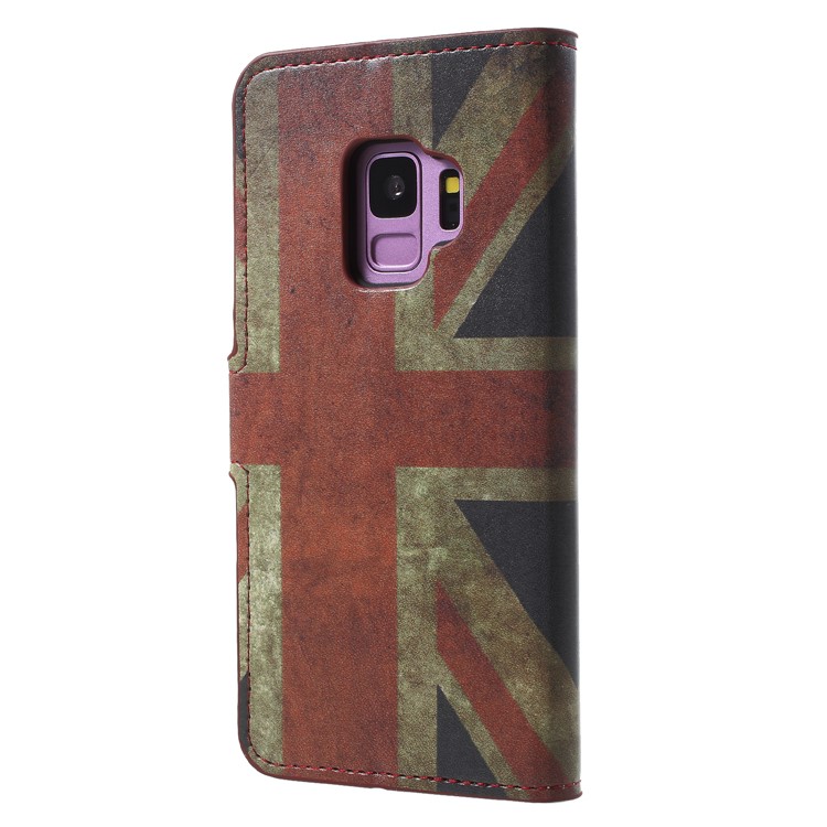 Water Transfer Printing Wallet Leather Mobile Cover for Samsung Galaxy S9 G960 - Vintage UK Flag-2