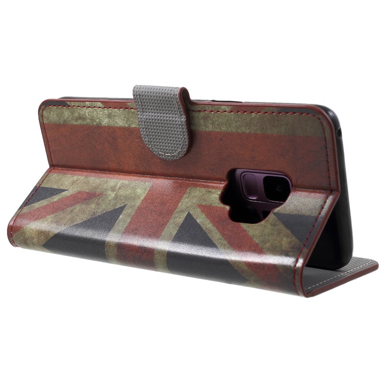 Water Transfer Printing Wallet Leather Mobile Cover for Samsung Galaxy S9 G960 - Vintage UK Flag-5