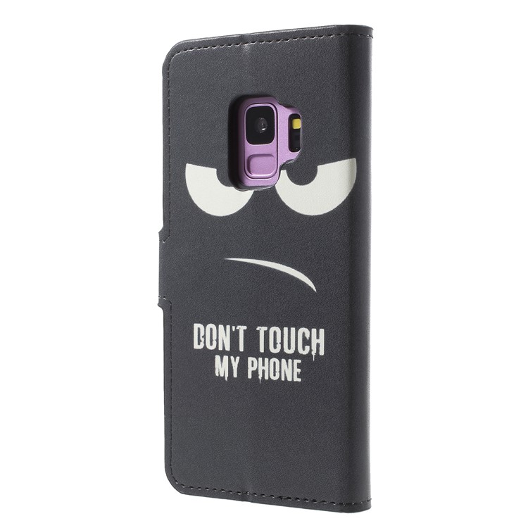Water Transfer Printing PU Leather Mobile Shell for Samsung Galaxy S9 G960 - Don't Touch My Phone-2