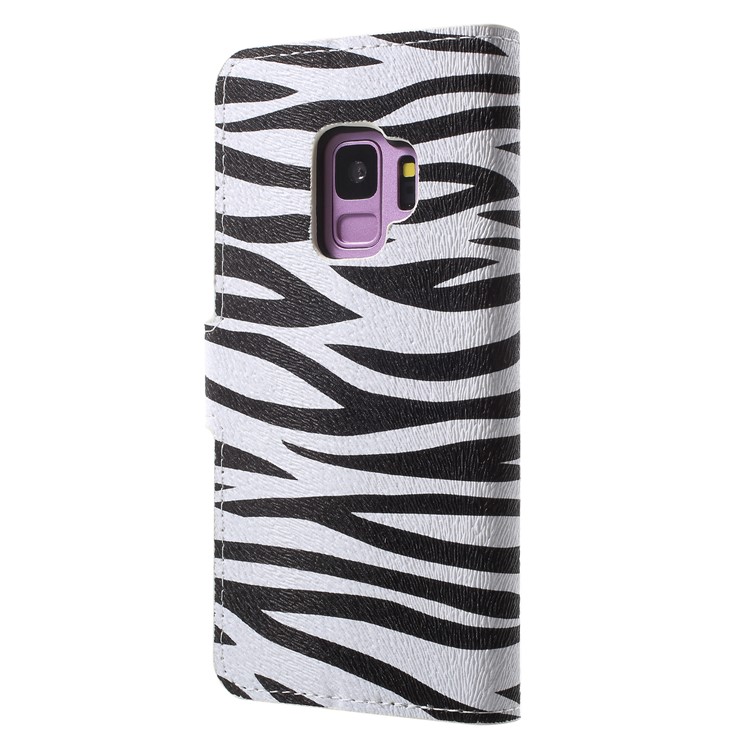 Water Transfer Printing Wallet Leather Cellphone Case for Samsung Galaxy S9 G960 - Zebra Stripes-2