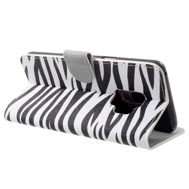 Water Transfer Printing Wallet Leather Cellphone Case for Samsung Galaxy S9 G960 - Zebra Stripes-5