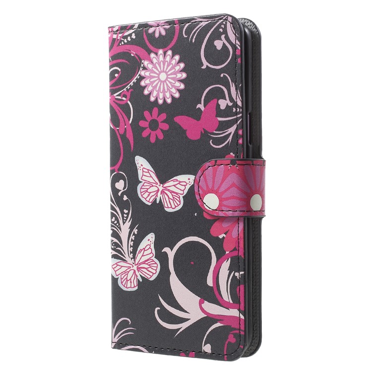 Water Transfer Printing Flip Leather Protector Case for Samsung Galaxy S9 G960 - Butterfly and Flower-3