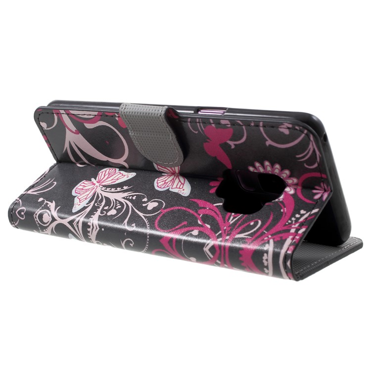 Water Transfer Printing Flip Leather Protector Case for Samsung Galaxy S9 G960 - Butterfly and Flower-5