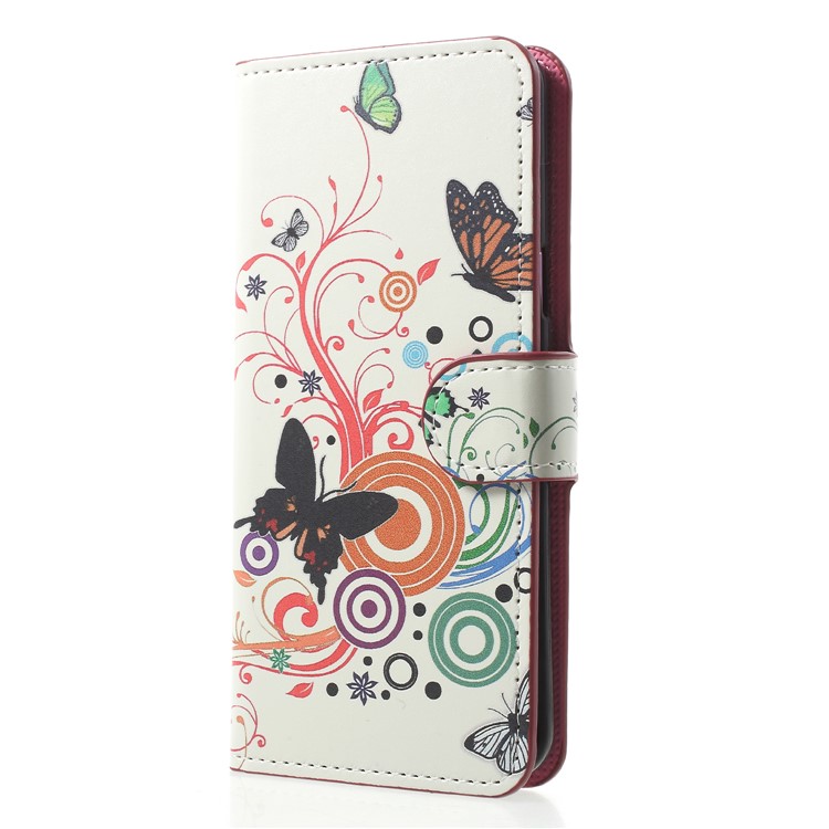 Water Transfer Printing Wallet Leather Magnetic Case for Samsung Galaxy S9 G960 - Butterfly and Circle-3