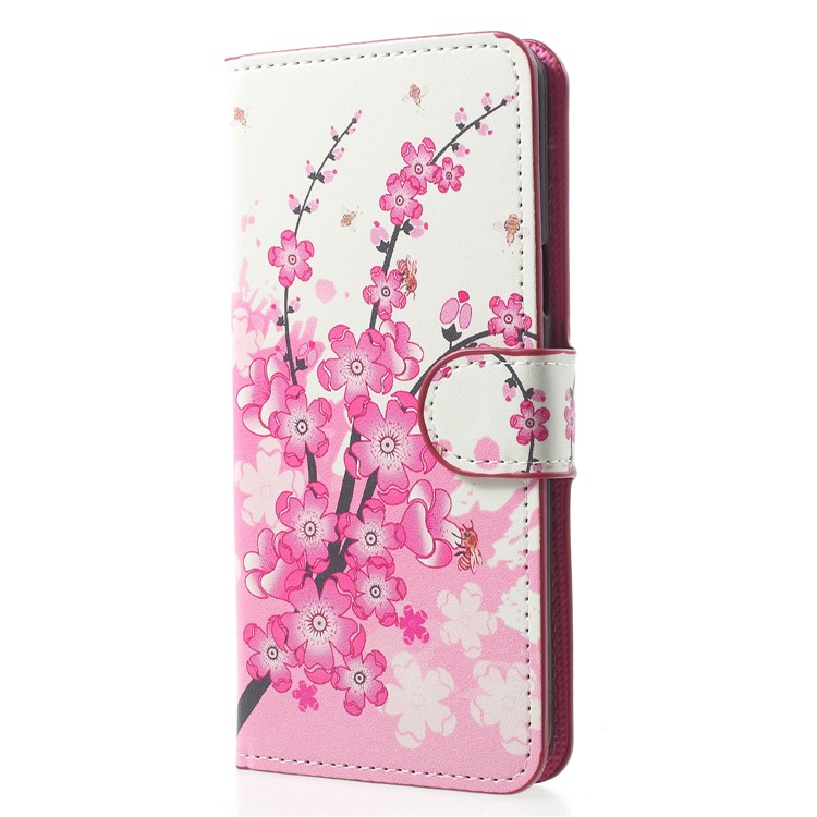 Water Transfer Printing Flip Leather Cover Protector for Samsung Galaxy S9 G960 - Plum Blossom-3