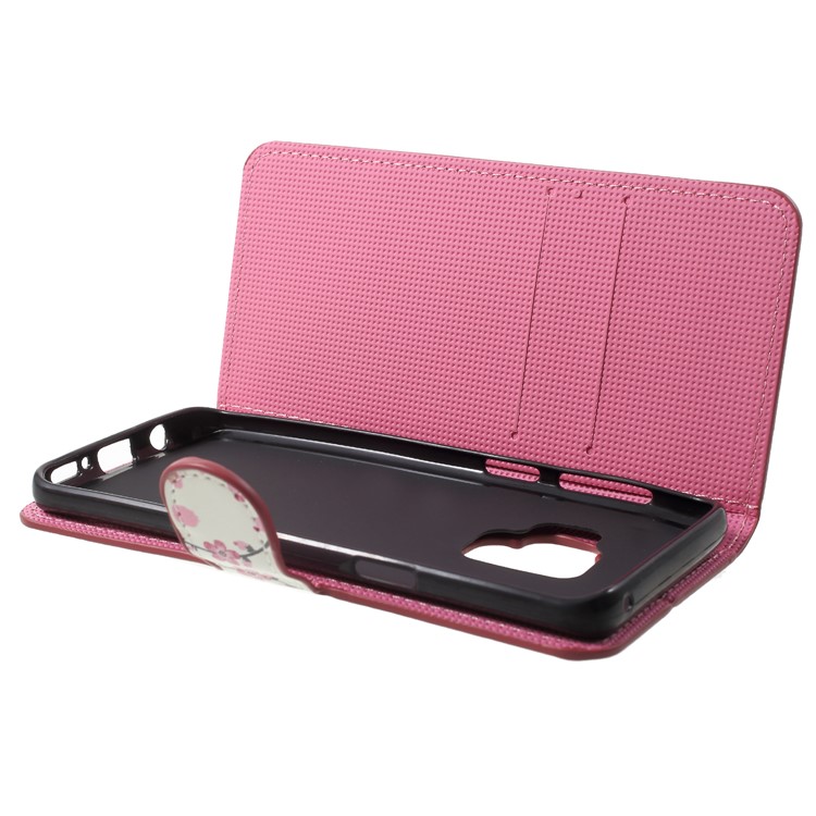 Water Transfer Printing Flip Leather Cover Protector for Samsung Galaxy S9 G960 - Plum Blossom-6