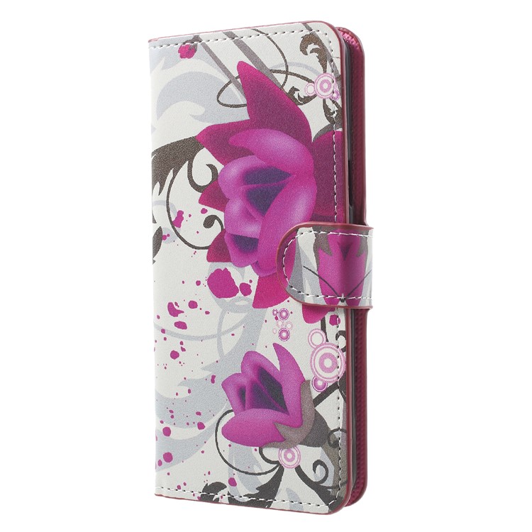 Water Transfer Printing Stand Leather Cover Case for Samsung Galaxy S9 G960 - Kapok Flower-3