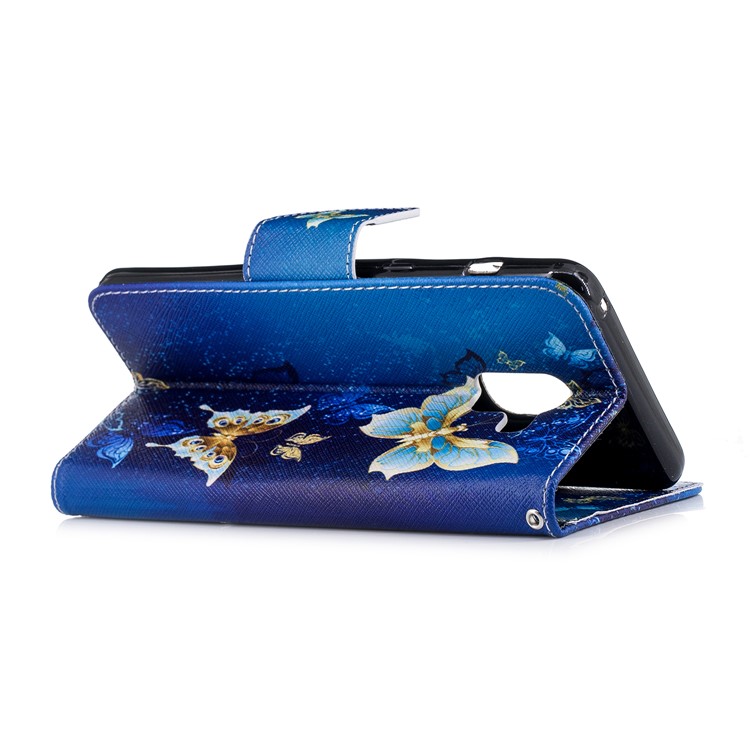 Pattern Printing PU Leather Wallet Stand Case for Samsung Galaxy A8 Plus (2018) - Blue Butterflies-4