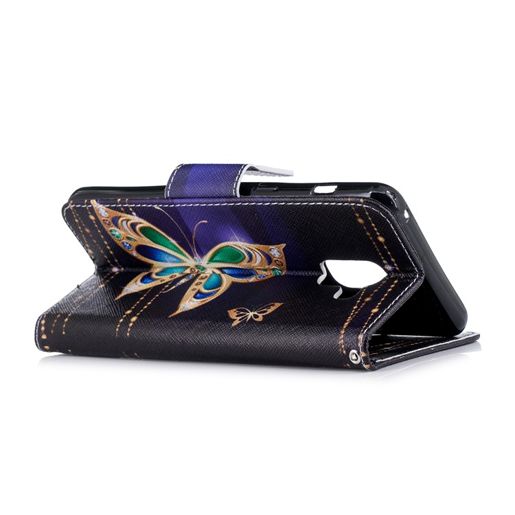 Pattern Printing PU Leather Wallet Stand Cover for Samsung Galaxy A8+
(2018) - Butterfly with Diamond-4
