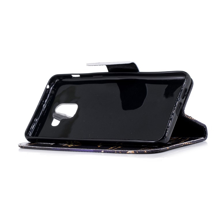 Pattern Printing PU Leather Wallet Stand Cover for Samsung Galaxy A8+
(2018) - Butterfly with Diamond-5