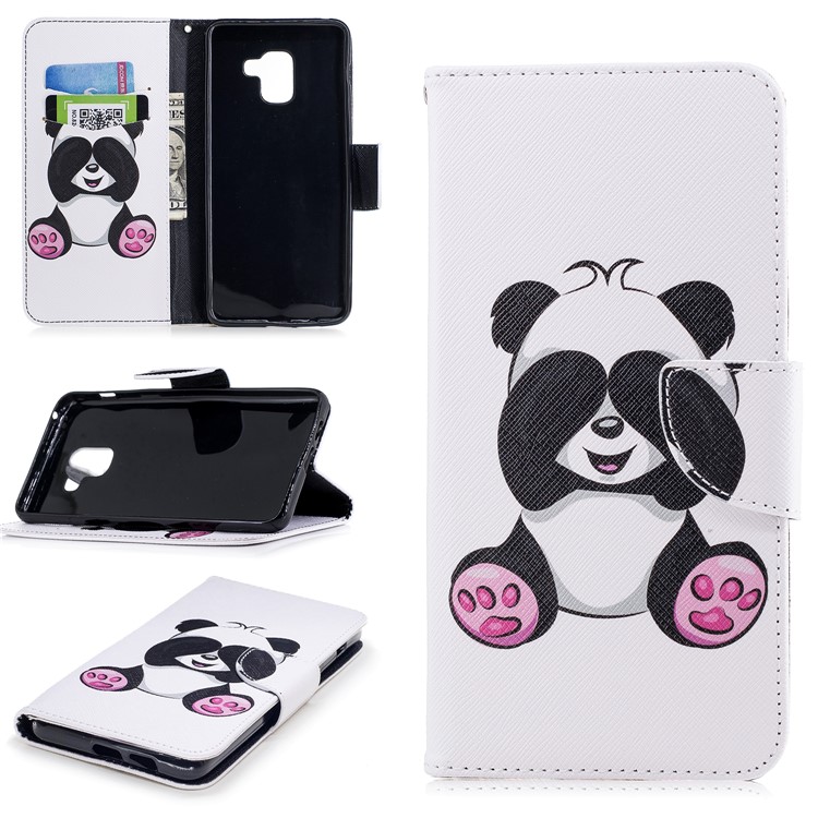 

Pattern Printing Wallet Stand PU Leather Shell for Samsung Galaxy A8 Plus (2018) - Adorable Panda