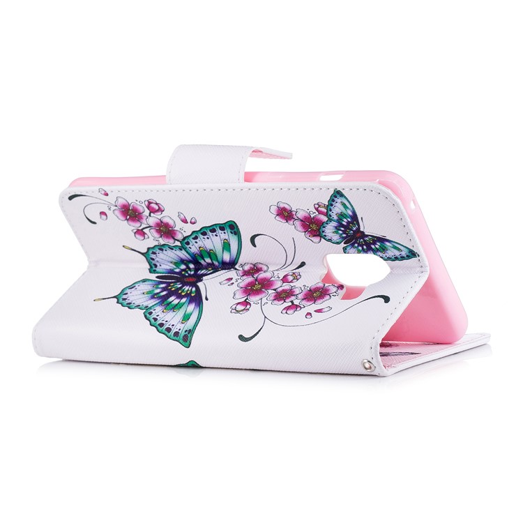 Pattern Printing PU Leather Stand Flip Case for Samsung Galaxy A8+ (2018) - Butterflies and Flower-4
