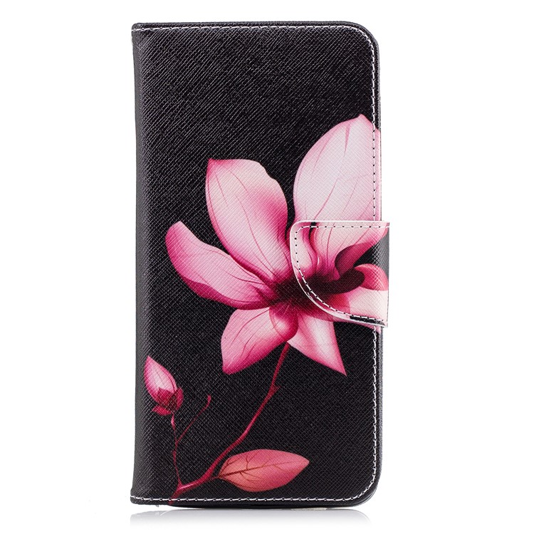 Pattern Printing PU Leather Stand Cell Phone Cover for Samsung Galaxy A8 Plus (2018) - Flower Pattern-2