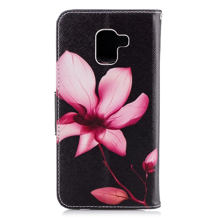 Pattern Printing PU Leather Stand Cell Phone Cover for Samsung Galaxy A8 Plus (2018) - Flower Pattern-3