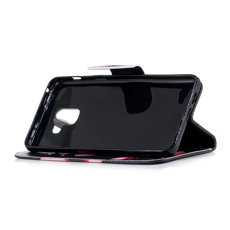 Pattern Printing PU Leather Stand Cell Phone Cover for Samsung Galaxy A8 Plus (2018) - Flower Pattern-5
