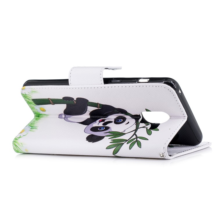 Pattern Printing PU Leather Stand Mobile Casing for Samsung Galaxy A8 Plus (2018) - Lovely Panda on Bamboo-4