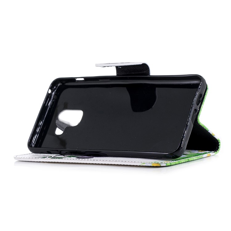 Pattern Printing PU Leather Stand Mobile Casing for Samsung Galaxy A8 Plus (2018) - Lovely Panda on Bamboo-5