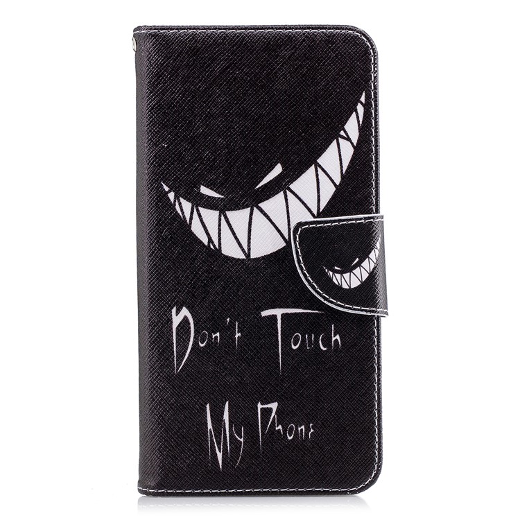 Patterned PU Leather Wallet Phone Case for Samsung Galaxy A8 Plus (2018) - Do Not Touch My Phone-2