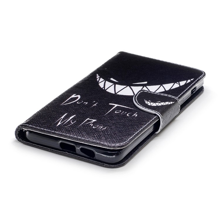Patterned PU Leather Wallet Phone Case for Samsung Galaxy A8 Plus (2018) - Do Not Touch My Phone-6