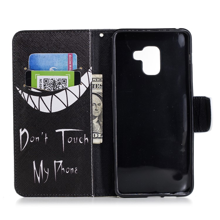 Patterned PU Leather Wallet Phone Case for Samsung Galaxy A8 Plus (2018) - Do Not Touch My Phone-8