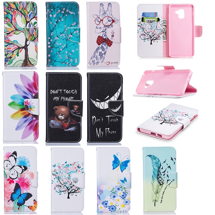 Patterned PU Leather Wallet Phone Case for Samsung Galaxy A8 Plus (2018) - Do Not Touch My Phone-9