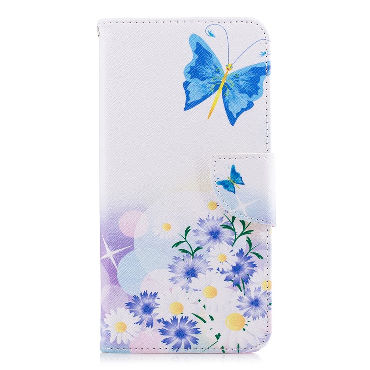 Patterned PU Leather Stand Cell Phone Cover for Samsung Galaxy A8+ (2018) - Butterfly and Daisy-2