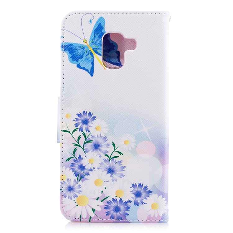 Patterned PU Leather Stand Cell Phone Cover for Samsung Galaxy A8+ (2018) - Butterfly and Daisy-3