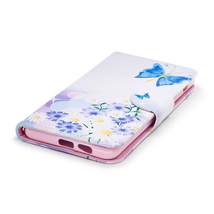 Patterned PU Leather Stand Cell Phone Cover for Samsung Galaxy A8+ (2018) - Butterfly and Daisy-6