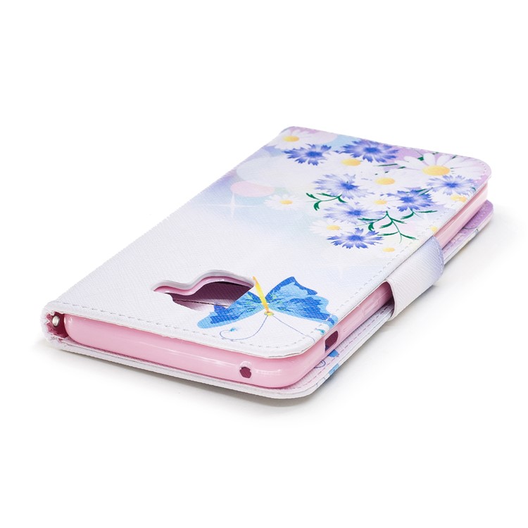 Patterned PU Leather Stand Cell Phone Cover for Samsung Galaxy A8+ (2018) - Butterfly and Daisy-7