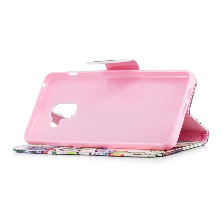 Patterned PU Leather Stand Phone Accessory Case for Samsung Galaxy A8 Plus (2018) - Colorized Tree-5