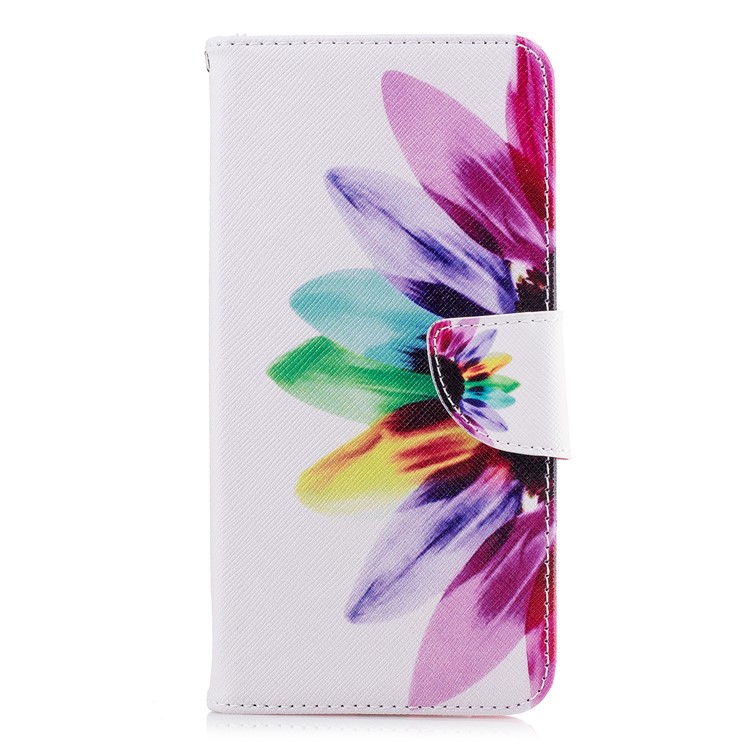 Patterned PU Leather Wallet Protective Case for Samsung Galaxy A8 Plus (2018) - Colorful Petals-2