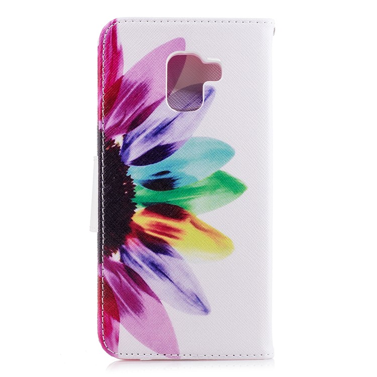 Patterned PU Leather Wallet Protective Case for Samsung Galaxy A8 Plus (2018) - Colorful Petals-3