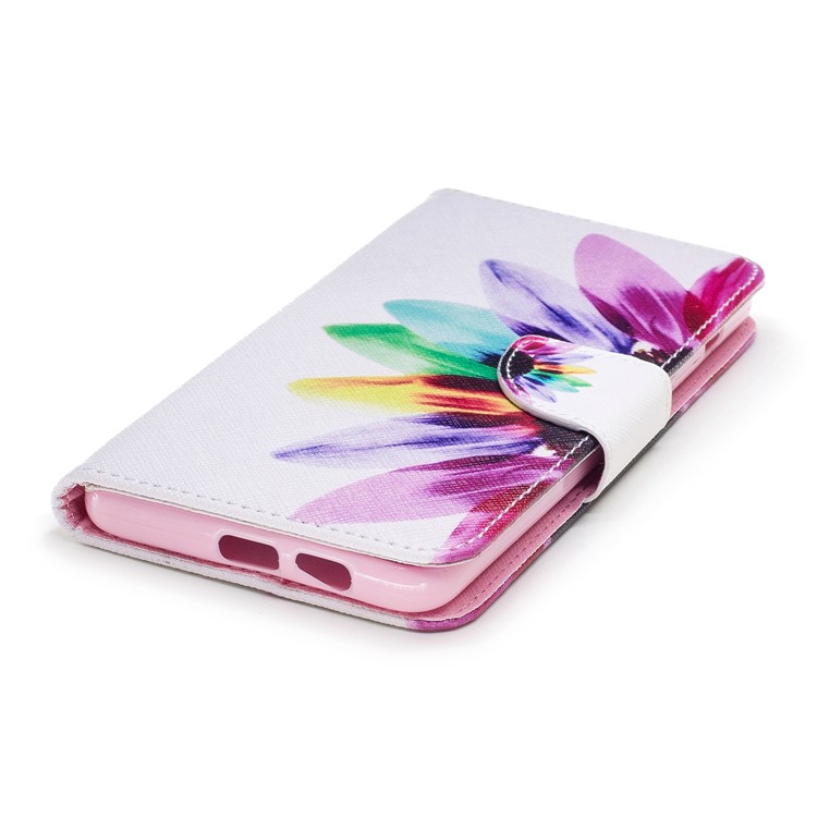 Patterned PU Leather Wallet Protective Case for Samsung Galaxy A8 Plus (2018) - Colorful Petals-6