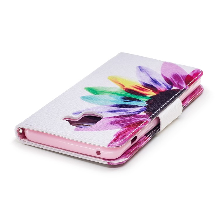Patterned PU Leather Wallet Protective Case for Samsung Galaxy A8 Plus (2018) - Colorful Petals-7