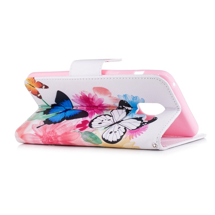 Patterned PU Leather Wallet Stand Shell for Samsung Galaxy A8+ (2018) - Butterfly and Flower-4
