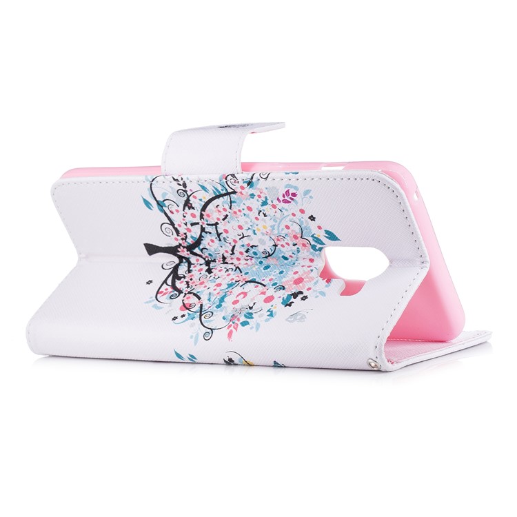 Patterned PU Leather Card Holder Case Mobile Accessory for Samsung Galaxy A8 Plus (2018) - Floret Tree-4