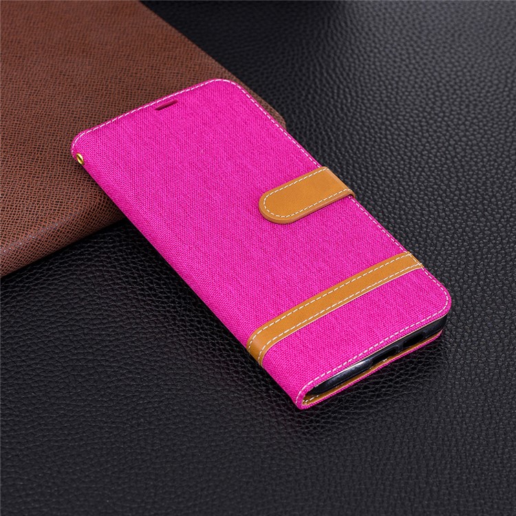 Assorted Color Jeans Cloth Wallet Leather Stand Cover for Samsung Galaxy A8+ (2018) - Rose-2